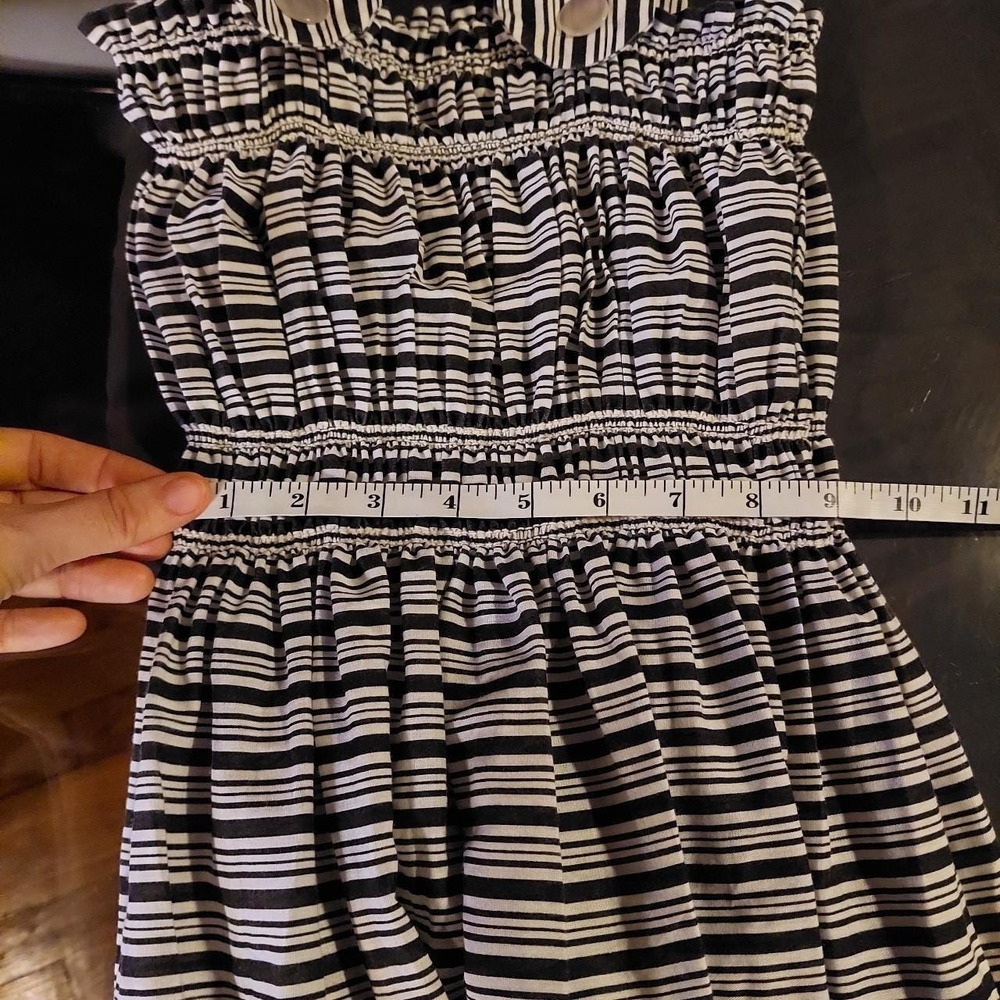 Vintage homemade black and white striped dress with elastic stretchy top. - Picture 4 of 5